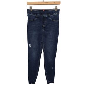 Spanx Jeans Womens Size‎ Small Distressed Skinny Pull On Raw Hem Stretch Blue